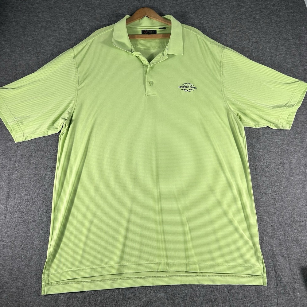 Monterey Club Gold Polo Newport Dunes Embroidery Size 3XL Green Striped Stretch